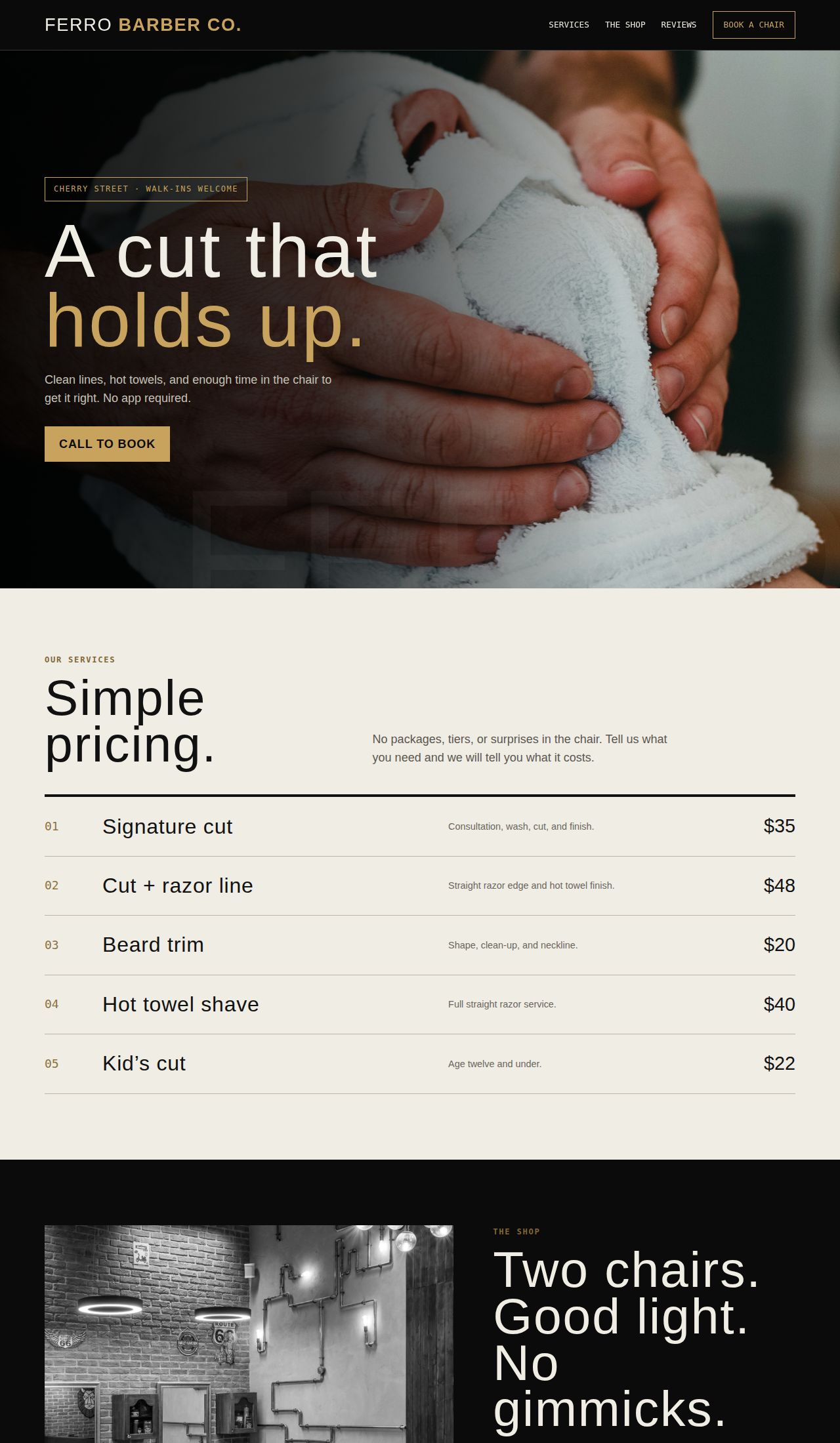 Ferro Barber Company website preview